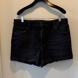 American Eagle Outfitters Black Denim Shorts - Rolled Hem